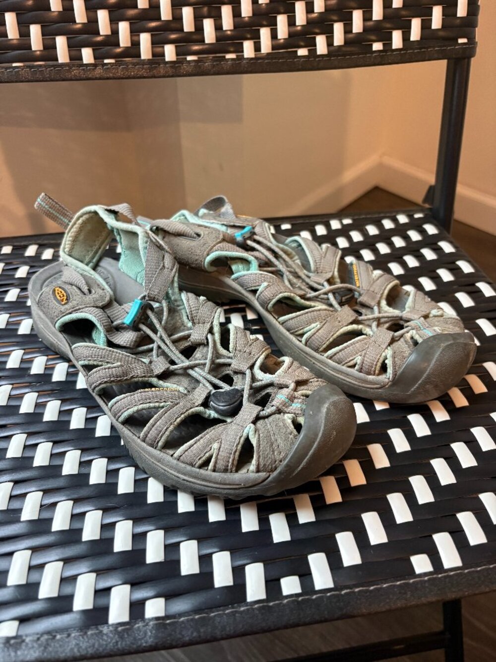 KEEN Whisper Waterproof Sport Sandals Gray Aqua Women's Size 7 Hiking Outdoor